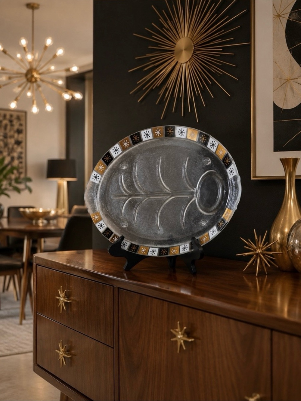 Mid-Century Modern 1950-60’s Original Vintage Atomic Starburst Fine Art Platter - Picture 2 of 16